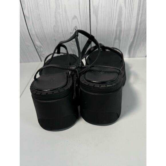 NEW Forever 21 Caged Block Platform Black Summer Sandal Size 7.5 - Picture 4 of 8